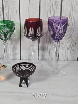 Nachtmann BLEIKRISTALL Crystal Vtg (6) Colored Wine Glasses Goblets READ D
