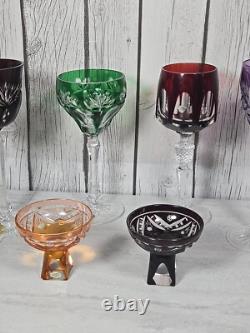 Nachtmann BLEIKRISTALL Crystal Vtg (6) Colored Wine Glasses Goblets READ D