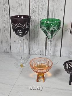 Nachtmann BLEIKRISTALL Crystal Vtg (6) Colored Wine Glasses Goblets READ D