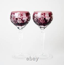 Nachtmann Traube Amethyst Purple Hock Wine Glasses Set of 2 Vintage Crystal