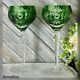 Nachtmann Traube Crystal Green Wine Glasses Cut to Clear German Vintage Glass 2
