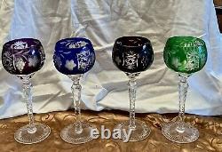 Nachtmann Traube Crystal Wine Glasses (4) German Vintage Cut Glass 8.25 Inches