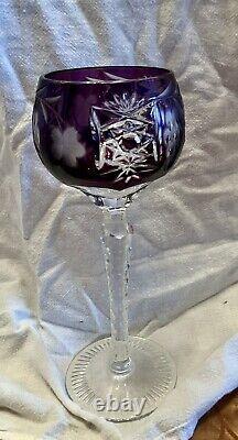 Nachtmann Traube Crystal Wine Glasses (4) German Vintage Cut Glass 8.25 Inches