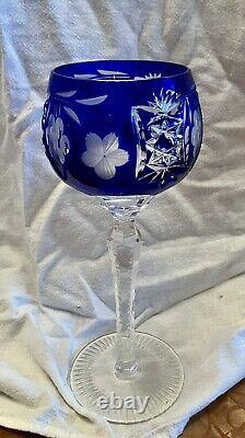 Nachtmann Traube Crystal Wine Glasses (4) German Vintage Cut Glass 8.25 Inches