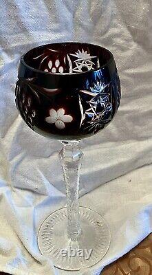 Nachtmann Traube Crystal Wine Glasses (4) German Vintage Cut Glass 8.25 Inches