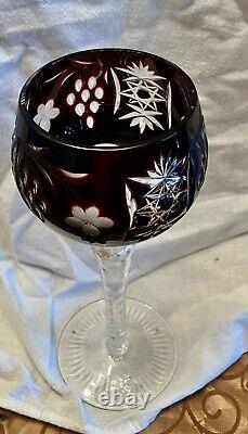 Nachtmann Traube Crystal Wine Glasses (4) German Vintage Cut Glass 8.25 Inches