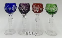 Nachtmann Traube Crystal Wine Glasses Cut to Clear German Vintage Glass Set of 4