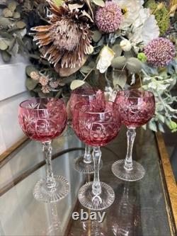 Nachtmann Traube Vintage Cranberry Pink Wine Glass Stem 8 Qty 4