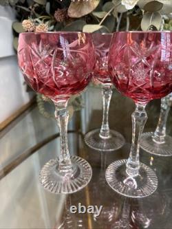 Nachtmann Traube Vintage Cranberry Pink Wine Glass Stem 8 Qty 4