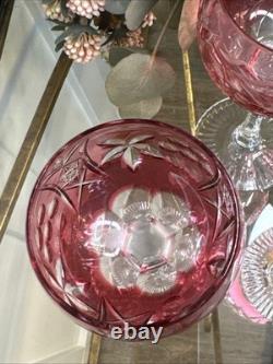 Nachtmann Traube Vintage Cranberry Pink Wine Glass Stem 8 Qty 4