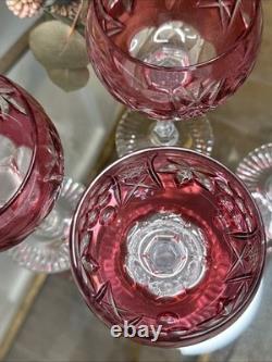 Nachtmann Traube Vintage Cranberry Pink Wine Glass Stem 8 Qty 4