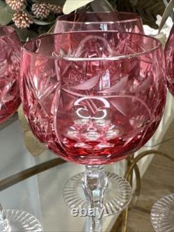 Nachtmann Traube Vintage Cranberry Pink Wine Glass Stem 8 Qty 4