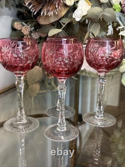 Nachtmann Traube Vintage Cranberry Pink Wine Glass Stem 8 Qty 4