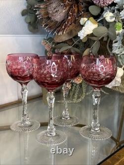 Nachtmann Traube Vintage Cranberry Pink Wine Glass Stem 8 Qty 4
