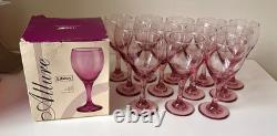 New in Box Vintage Libbey Plum Wine Water Glass Goblets Set of 12