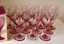 New in Box Vintage Libbey Plum Wine Water Glass Goblets Set of 12