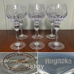 New withLabels Set of 6 Vintage GALLIA by ROGASKA Tall Crystal Wine Hocks Goblets