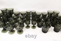 Noritake -Perspective Smoke-Grey Set of 39 Tumblers Goblets Wine Glasses Vintage