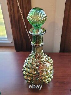 Old Green Carnival Glass Imperial Grape 8 Piece Wine Set