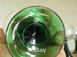 Old french Glass cut white wine Alsace vintage retro big feet green bunch grape
