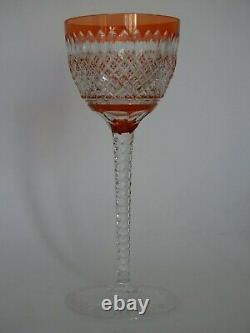 One Vintage Roemer Wine Glass Crystal Val St Lambert Boris Orange 71/2