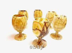 Onyx Marble Stone Wine Cup Glass Shots Set of 6 Goblets Multi Coloured