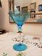 Original Murano Fine Venetian Art Glass Aqua Wine Glass Tipetto Goblet vintage