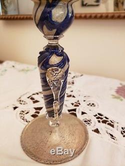 Original Murano Italy Fine Venetian Art Glass Wine Glass Stem Goblet Vintage