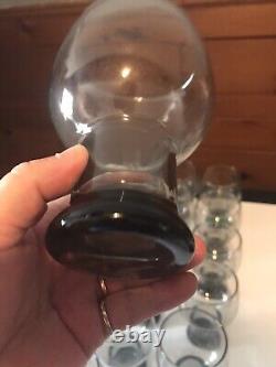 Original VTG 1960's Libbey Smokey Gray Stax Glass Goblets Water/Wine Lot of 17