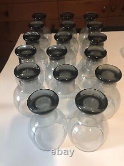 Original VTG 1960's Libbey Smokey Gray Stax Glass Goblets Water/Wine Lot of 17