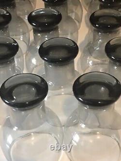 Original VTG 1960's Libbey Smokey Gray Stax Glass Goblets Water/Wine Lot of 17