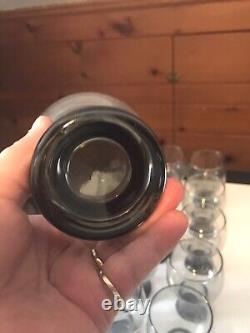 Original VTG 1960's Libbey Smokey Gray Stax Glass Goblets Water/Wine Lot of 17