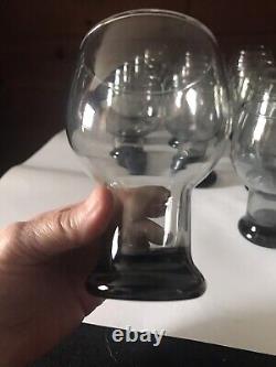 Original VTG 1960's Libbey Smokey Gray Stax Glass Goblets Water/Wine Lot of 17