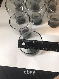 Original VTG 1960's Libbey Smokey Gray Stax Glass Goblets Water/Wine Lot of 17