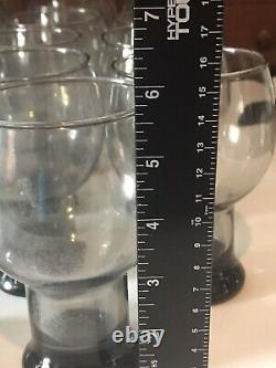 Original VTG 1960's Libbey Smokey Gray Stax Glass Goblets Water/Wine Lot of 17