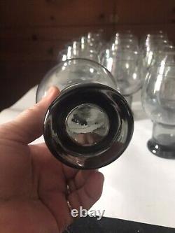 Original VTG 1960's Libbey Smokey Gray Stax Glass Goblets Water/Wine Lot of 17