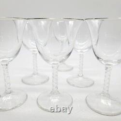 Oskar Kogoj Wine Glasses Set of 6 Crystal Fluted Twist Stem Vintage DB301