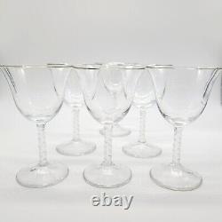 Oskar Kogoj Wine Glasses Set of 6 Crystal Fluted Twist Stem Vintage DB301
