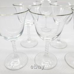 Oskar Kogoj Wine Glasses Set of 6 Crystal Fluted Twist Stem Vintage DB301