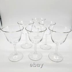 Oskar Kogoj Wine Glasses Set of 6 Crystal Fluted Twist Stem Vintage DB301