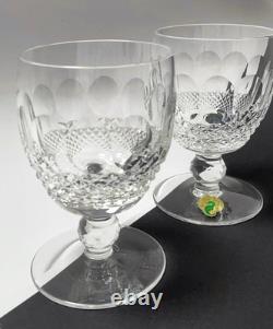 PAIR VINTAGE WATERFORD CRYSTAL COLLEEN SHORT STEM 10oz WINE GOBLETS GLASSES