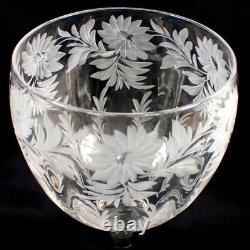 PAIR Vtg LIBBEY Signed Hand Blown Wheel Cut Crystal Wine Water Glass Goblet