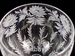 PAIR Vtg LIBBEY Signed Hand Blown Wheel Cut Crystal Wine Water Glass Goblet