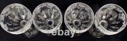 PAIR Vtg LIBBEY Signed Hand Blown Wheel Cut Crystal Wine Water Glass Goblet