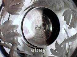 PAIR Vtg LIBBEY Signed Hand Blown Wheel Cut Crystal Wine Water Glass Goblet