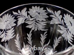 PAIR Vtg LIBBEY Signed Hand Blown Wheel Cut Crystal Wine Water Glass Goblet
