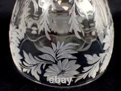 PAIR Vtg LIBBEY Signed Hand Blown Wheel Cut Crystal Wine Water Glass Goblet