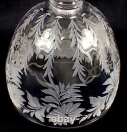 PAIR Vtg LIBBEY Signed Hand Blown Wheel Cut Crystal Wine Water Glass Goblet