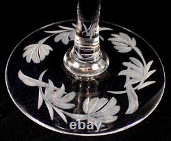 PAIR Vtg LIBBEY Signed Hand Blown Wheel Cut Crystal Wine Water Glass Goblet
