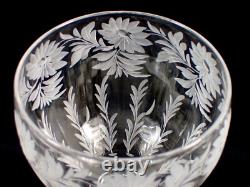 PAIR Vtg LIBBEY Signed Hand Blown Wheel Cut Crystal Wine Water Glass Goblet
